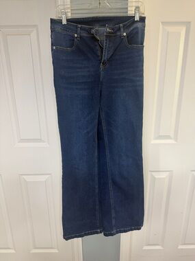 Dark Blue High-Waist Wide Leg Jeans